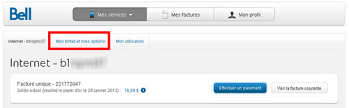 Mon forfait et mes options