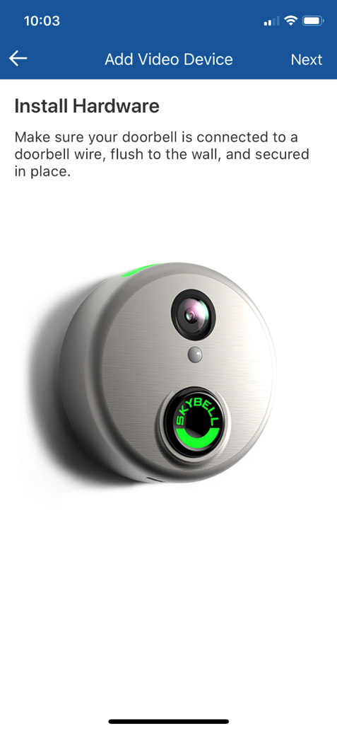 How to synchronize the doorbell camera to your Wi-Fi and Bell Smart Home service.
