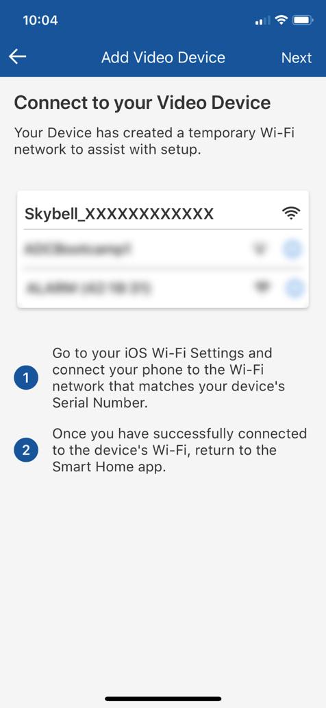 How to synchronize the doorbell camera to your Wi-Fi and Bell Smart Home service.