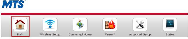 Router interface navigation bar with the 'Main' button.