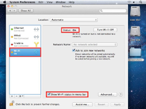 Example of icon showing connection