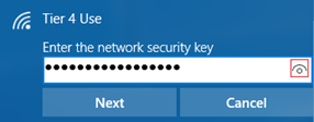 Example of entering network security key