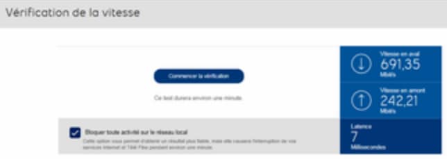 Résultats de la vérification de la vitesse