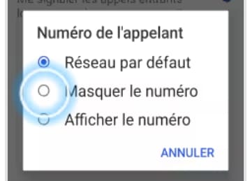 Options du Numéro de lʼappelant
