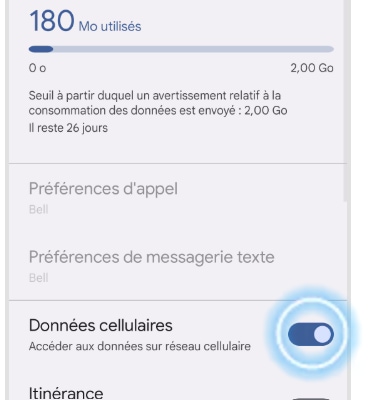 Curseur Données mobiles