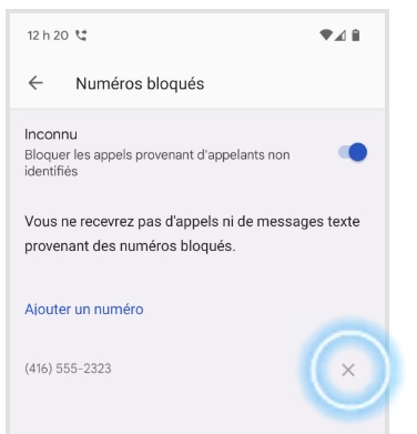Retirer un numéro de téléphone