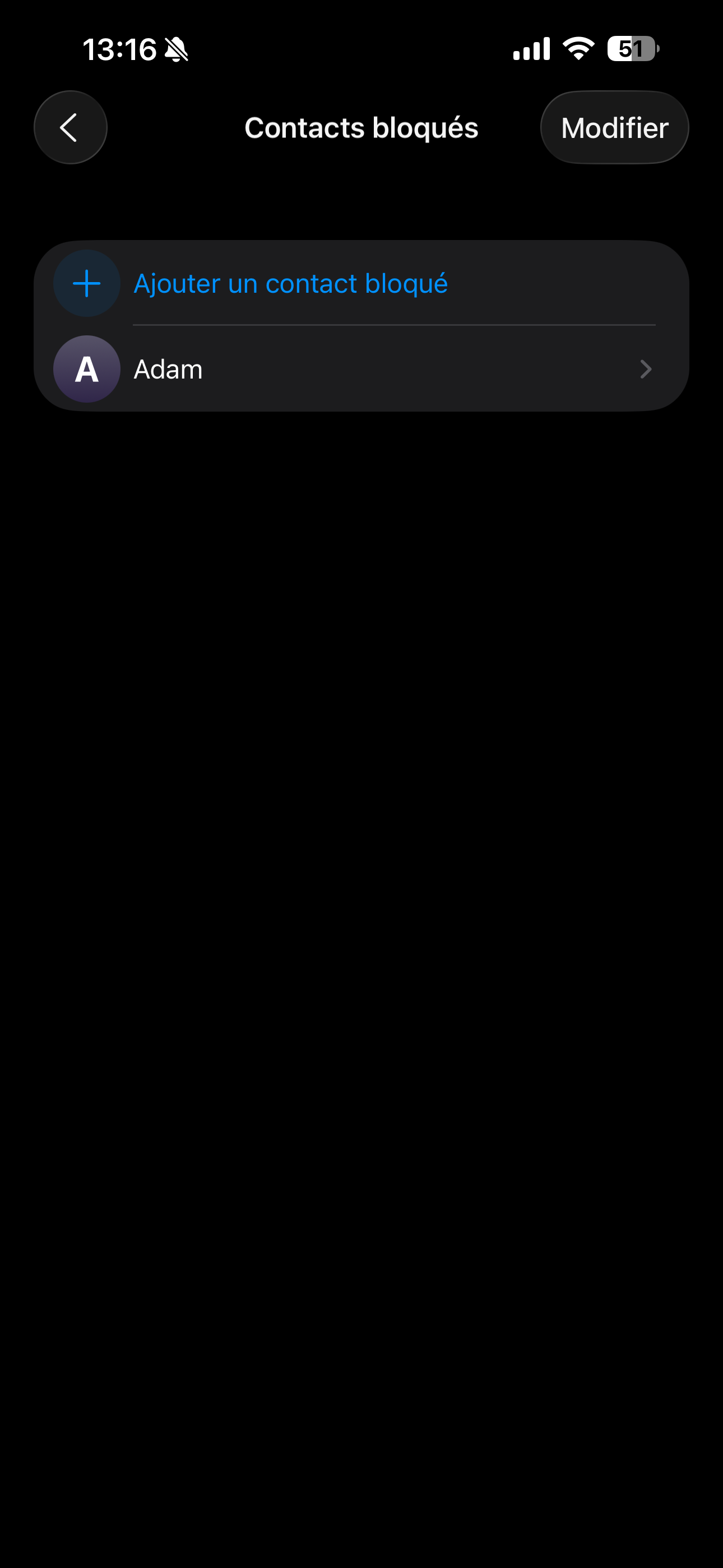 Le contact a été ajouté à la liste de blocage.