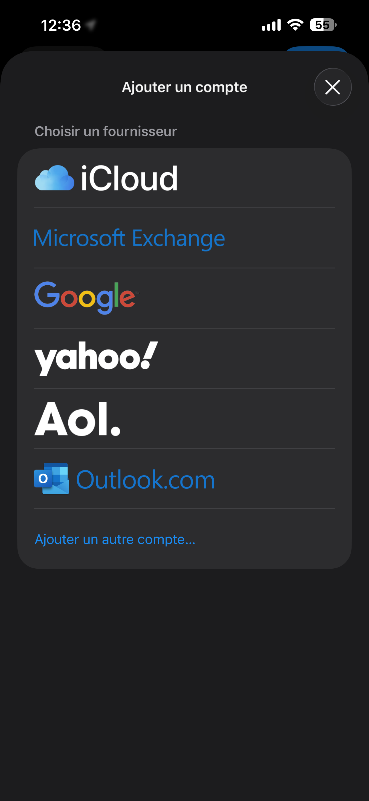 Touchez Autre compte.