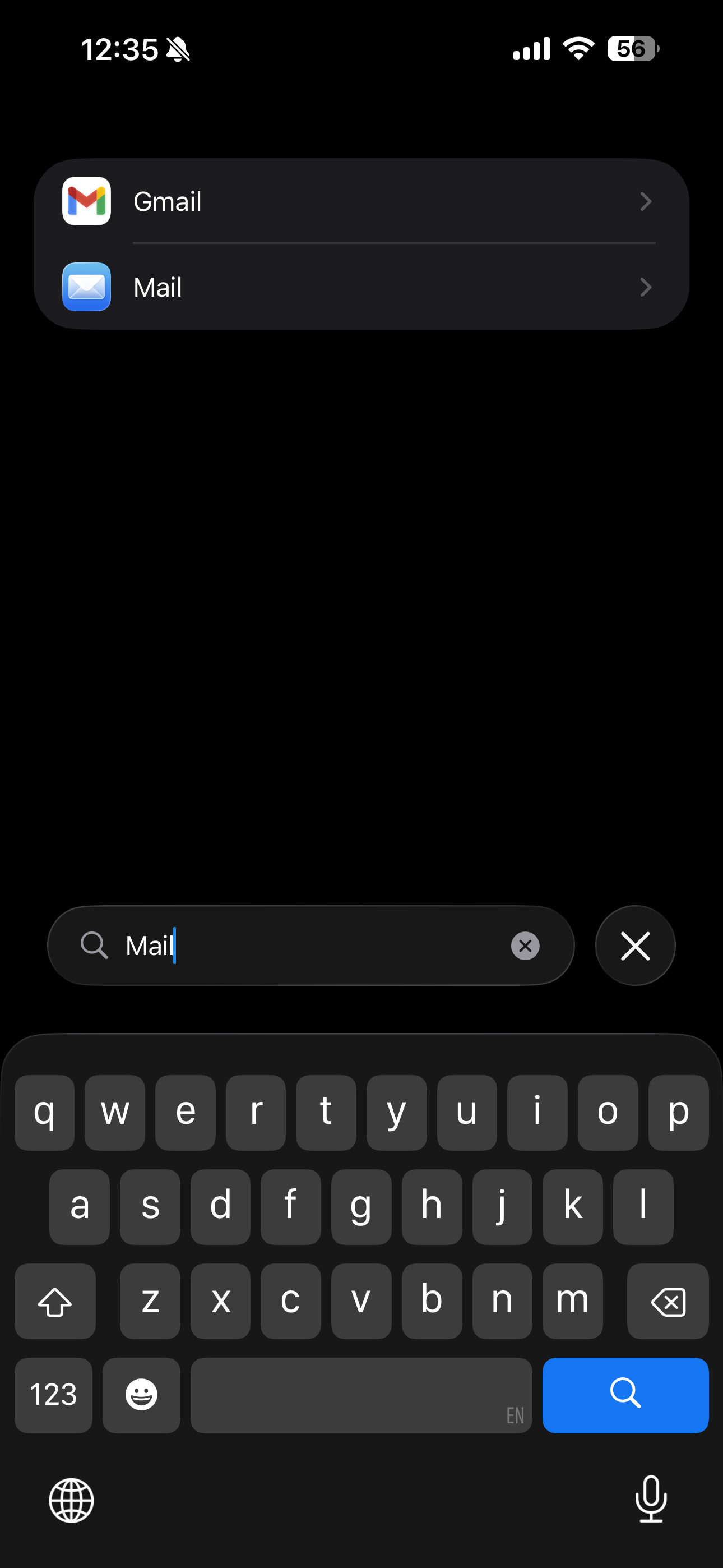Faites défiler ou utilisez la recherche, puis touchez Courriel.