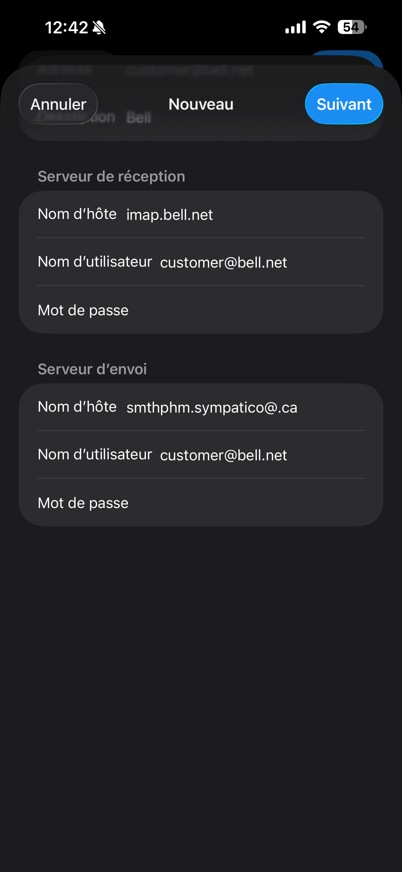 Touche Mot de passe et entre ton mot de passe Bell.
