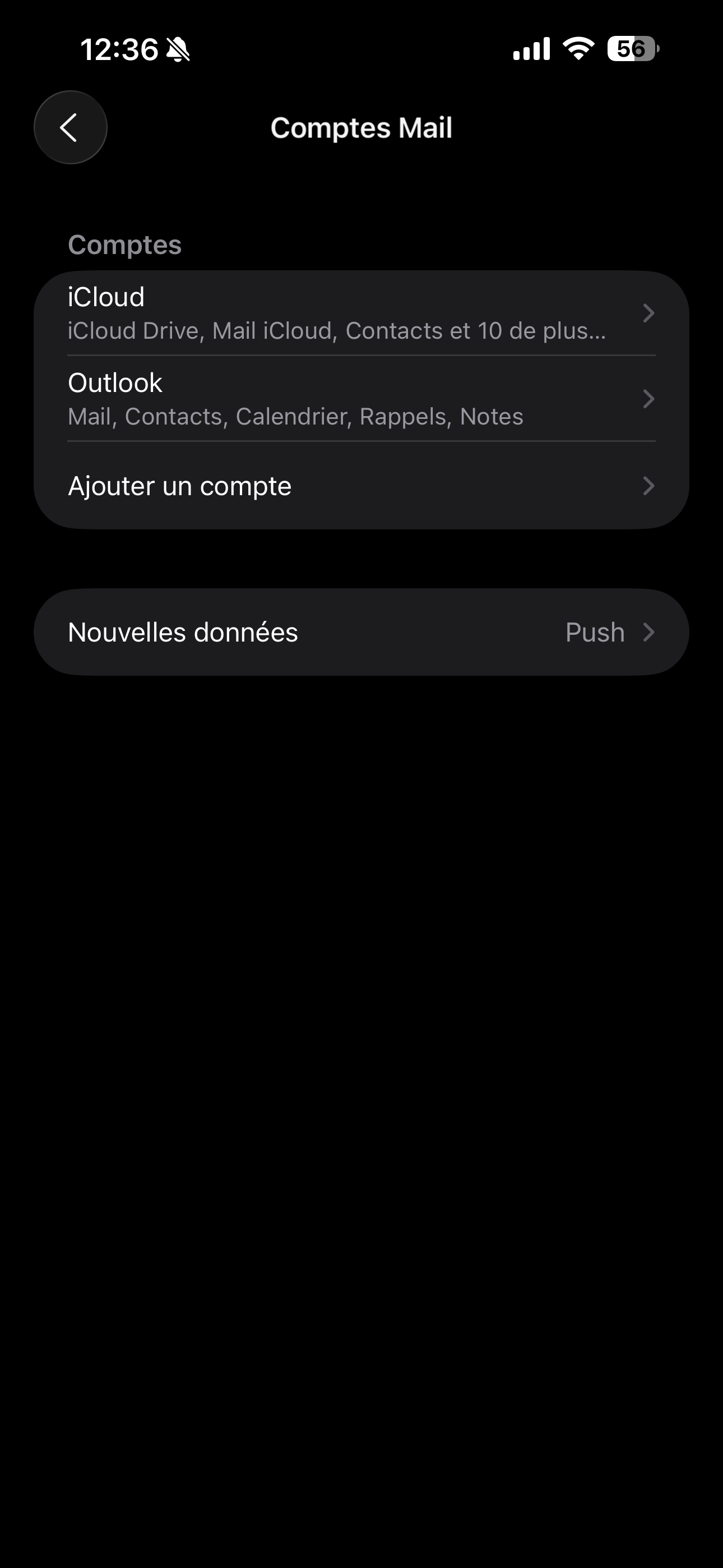 Touchez Ajouter un compte.