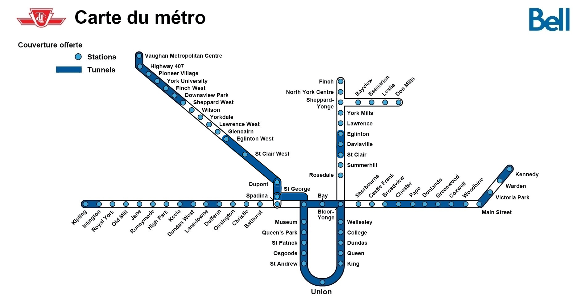 Service Bell Mobilité dans le métro de Toronto (TTC)