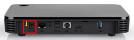 Back of the VIP5662W 4K PVR showing were to plug the power adapter