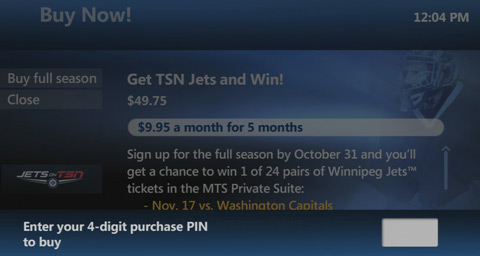 Example of entering 4-digit PIN to buy