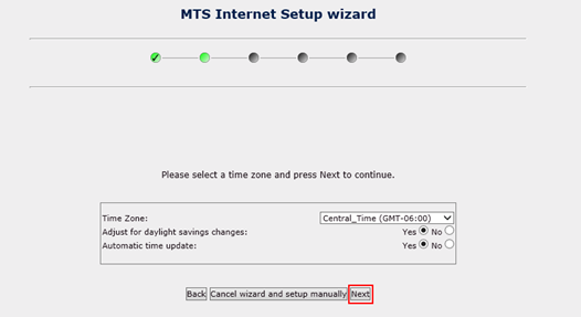 After No connection error during Actiontec GT784WNV Wizard, enter default credentials