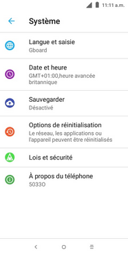 Touchez Options de réinitialisation. 