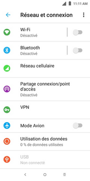 Touchez le curseur Mode Avion pour activer le mode.