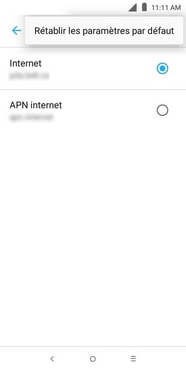 Touchez Rétablir les paramètres par défaut.