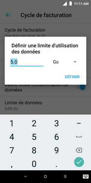 Entrez la limite désirée d