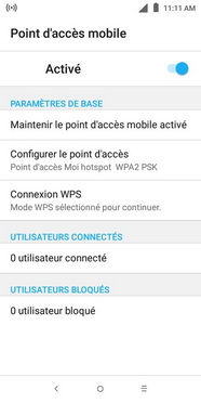Le point dʼaccès mobile Wi-Fi est maintenant actif. Dʼautres appareils peuvent sʼy connecter en utilisant votre nom de réseau (étape 7) et le mot de passe (étape 9).
