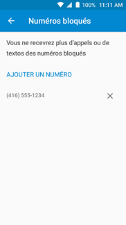 Pour retirer un numéro de téléphone de la liste des numéros bloqués, touchez l