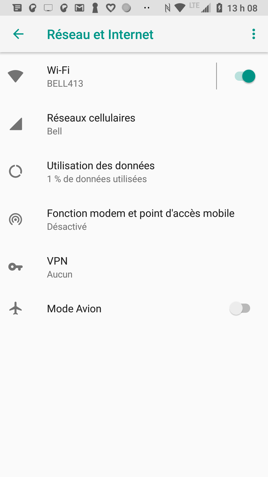 Touchez Fonction modem et point dʼaccès mobile.