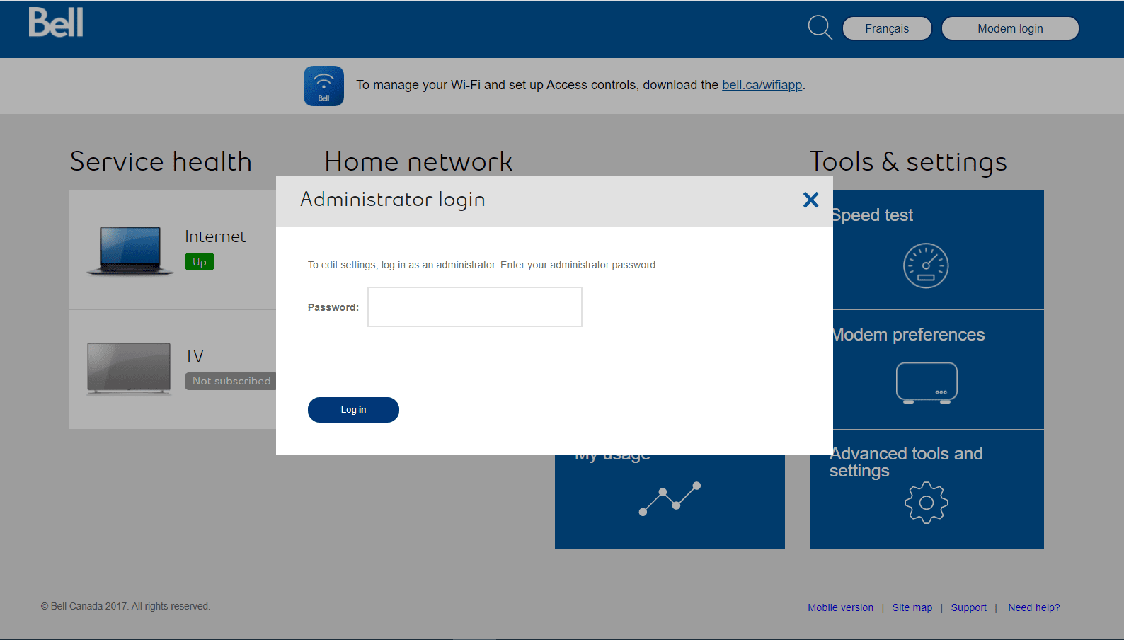 Click on Fibe Internet.