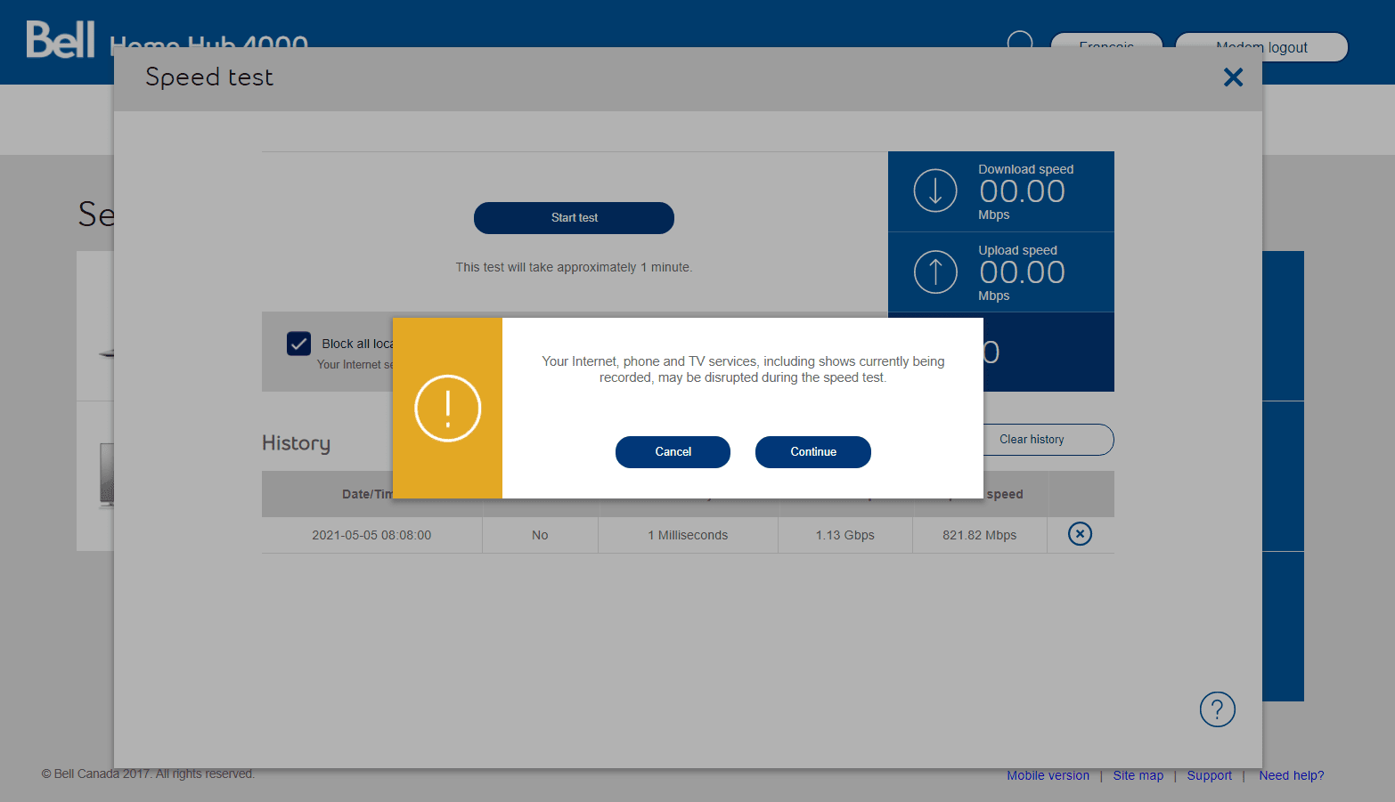 Click on Fibe Internet.