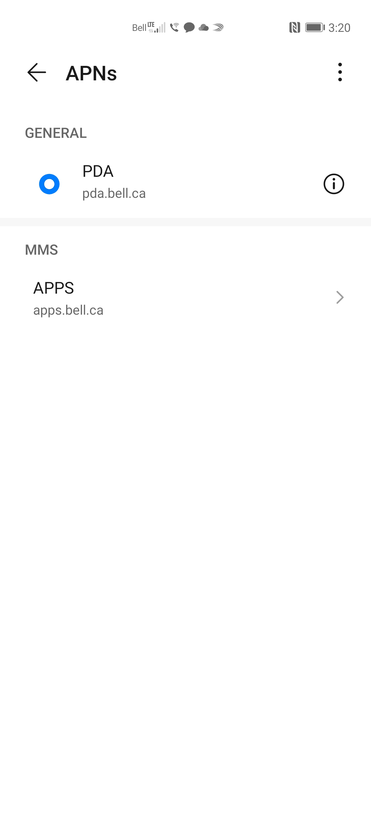 Les réglages APN ont été réinitialisés aux valeurs par défaut.