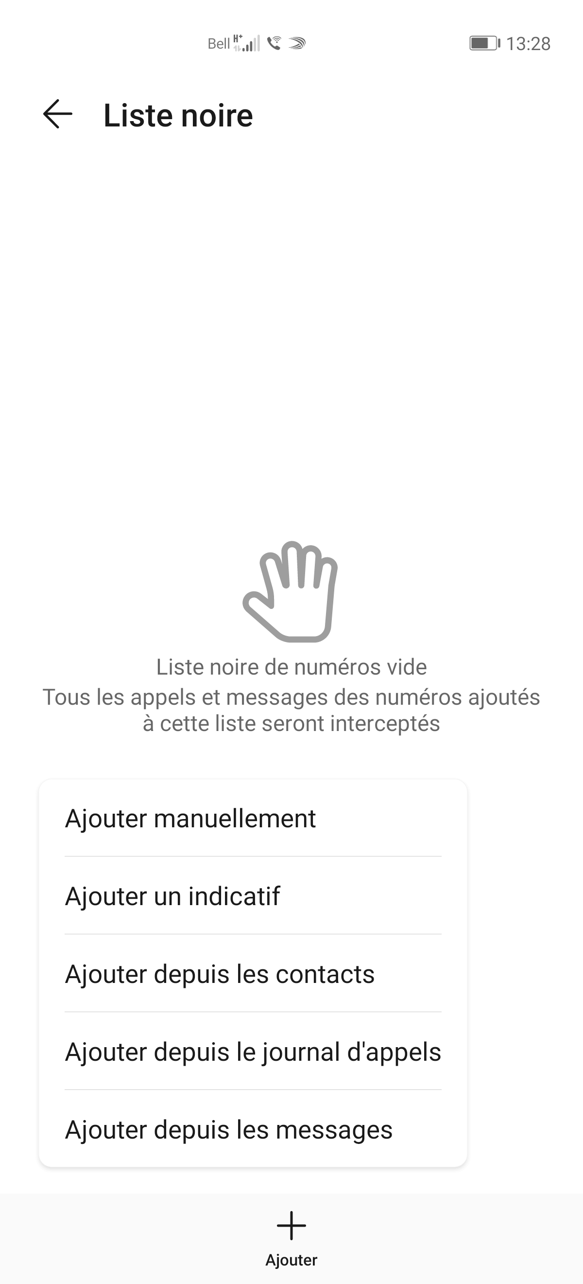 Touchez lʼoption désirée (ex. : Ajouter manuellement).
