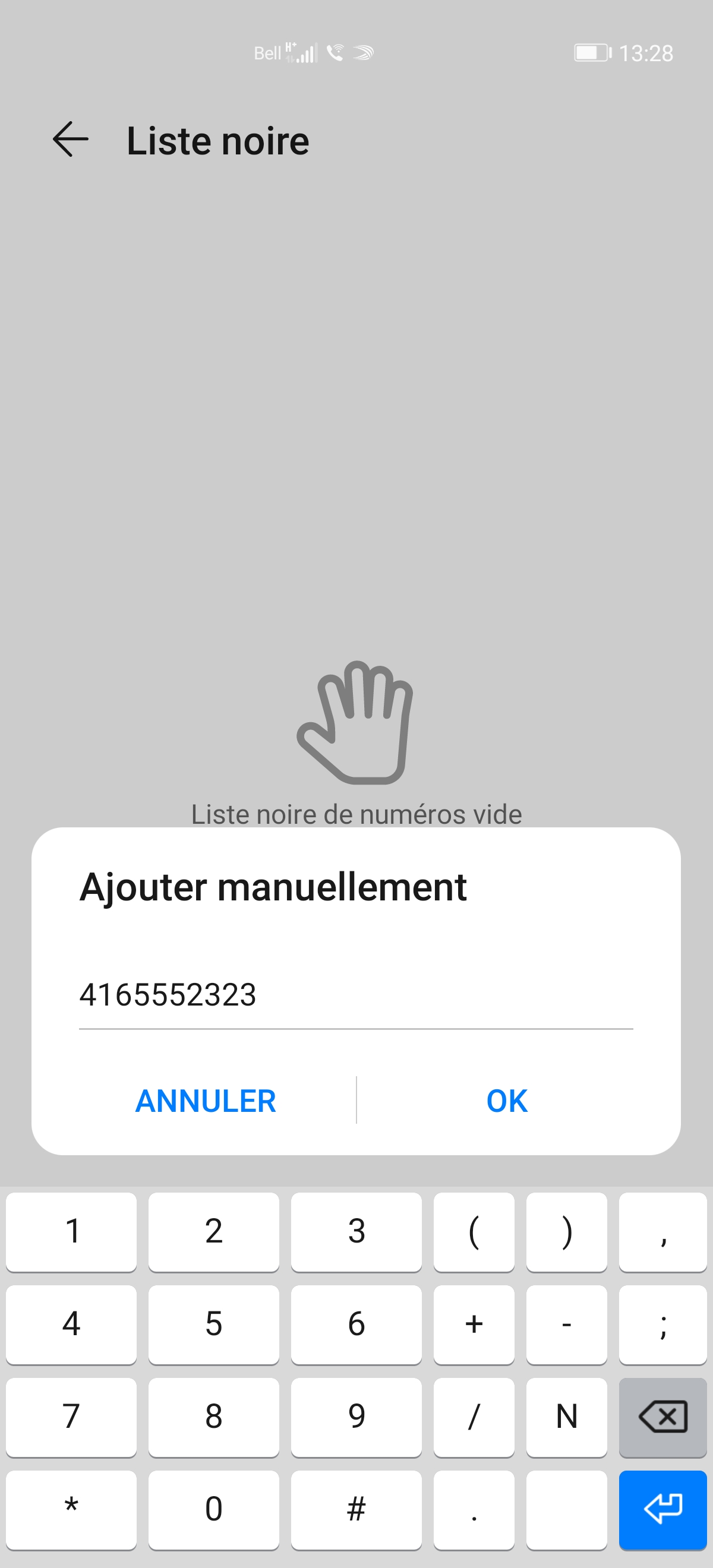Entrez le numéro de téléphone.