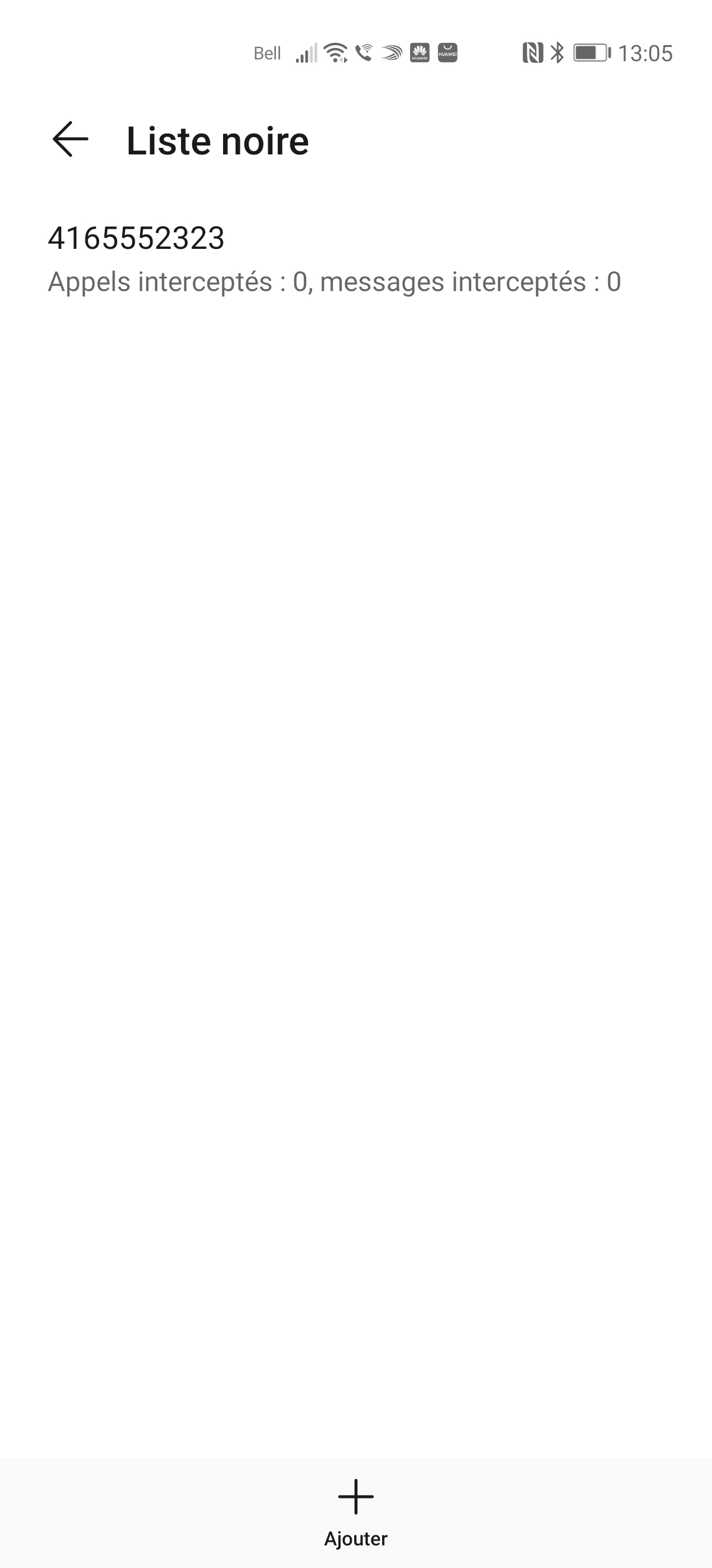 Le numéro de téléphone a été ajouté à la liste noire.