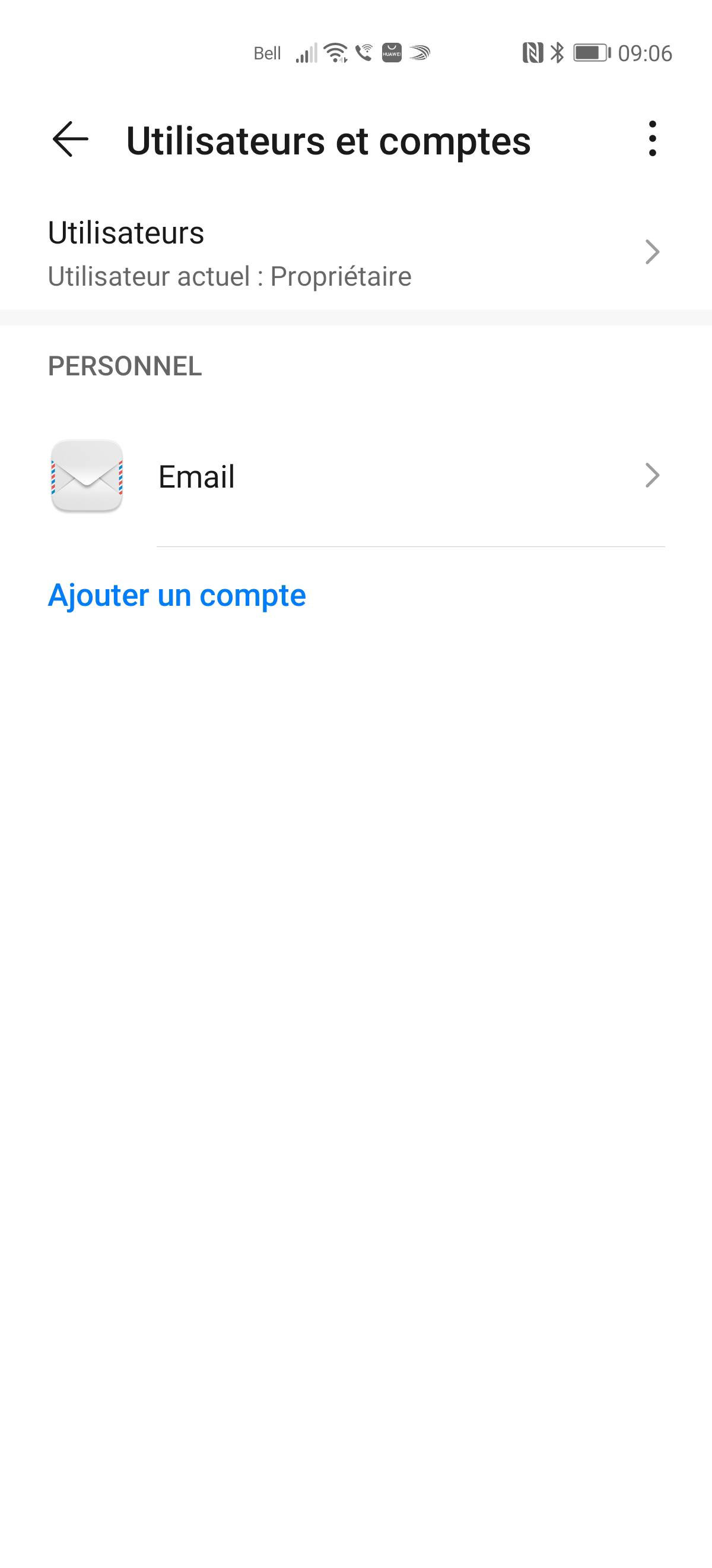 Touchez Ajouter un compte.