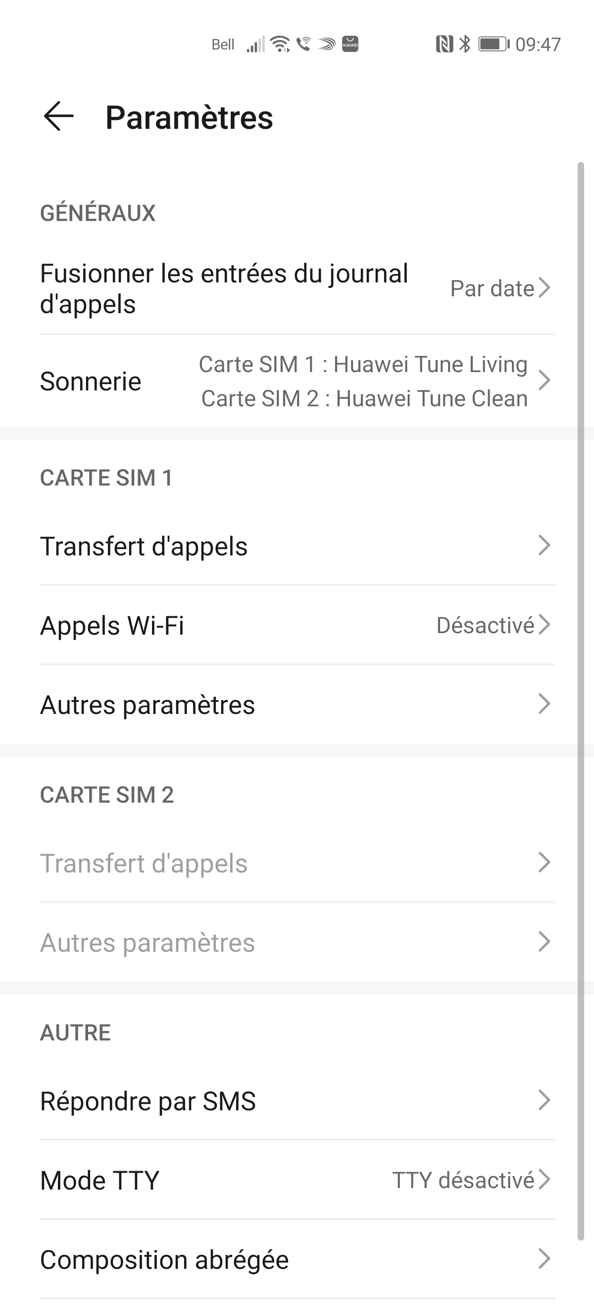Touchez Transfert dʼappels.