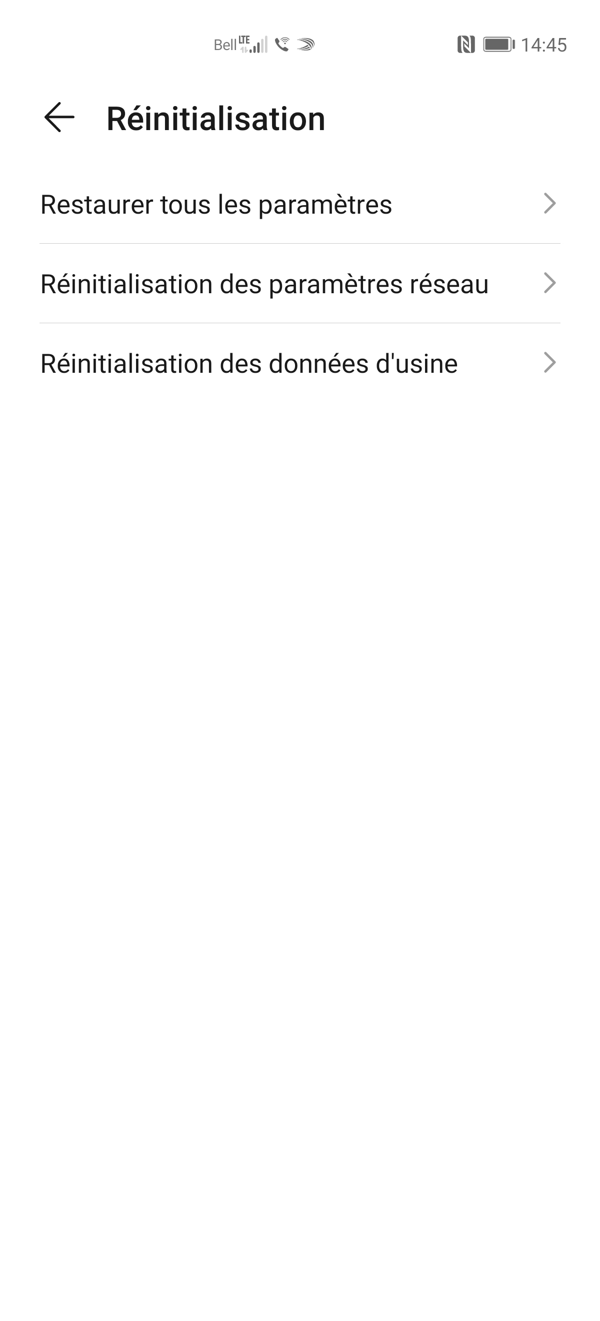 Touchez Restaurer tous les paramètres.