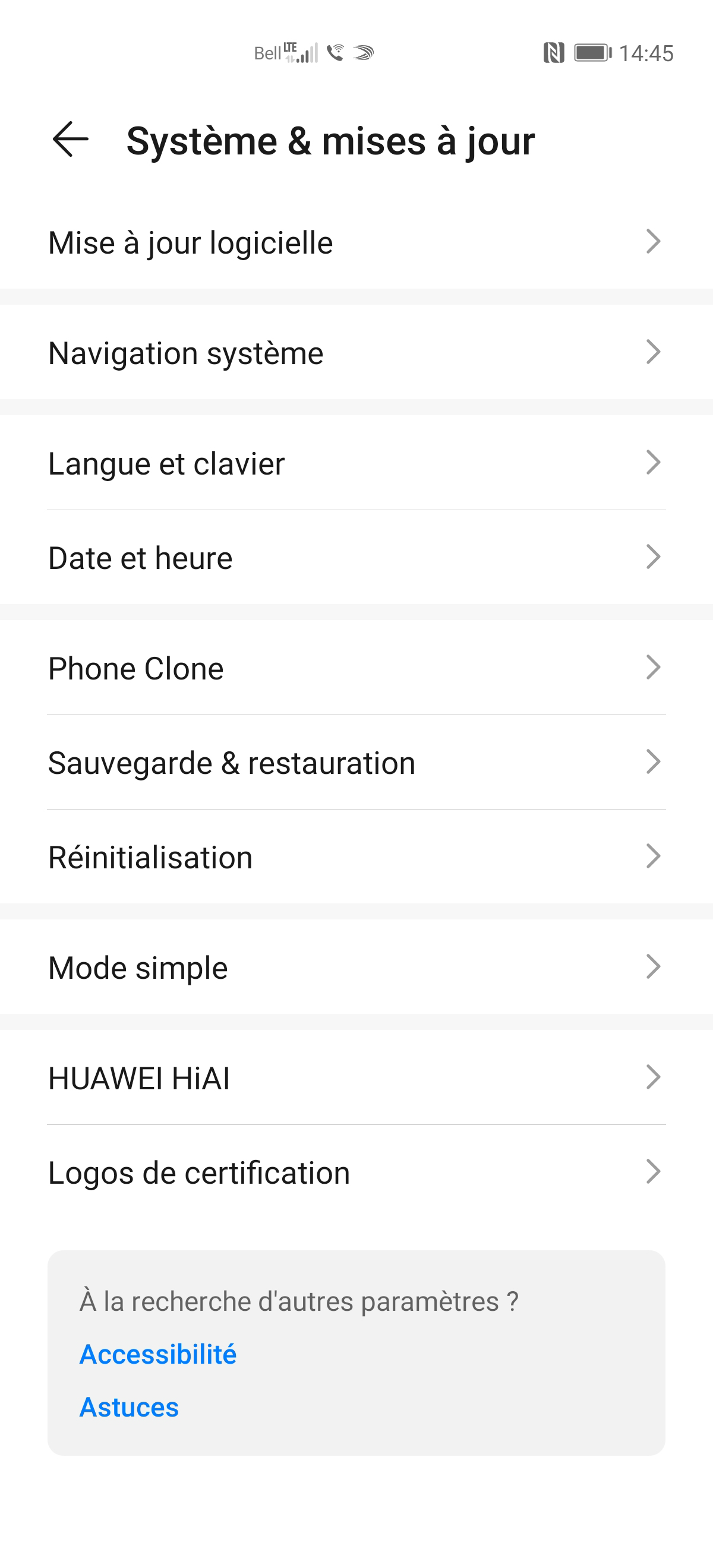 Touchez Réinitialisation.