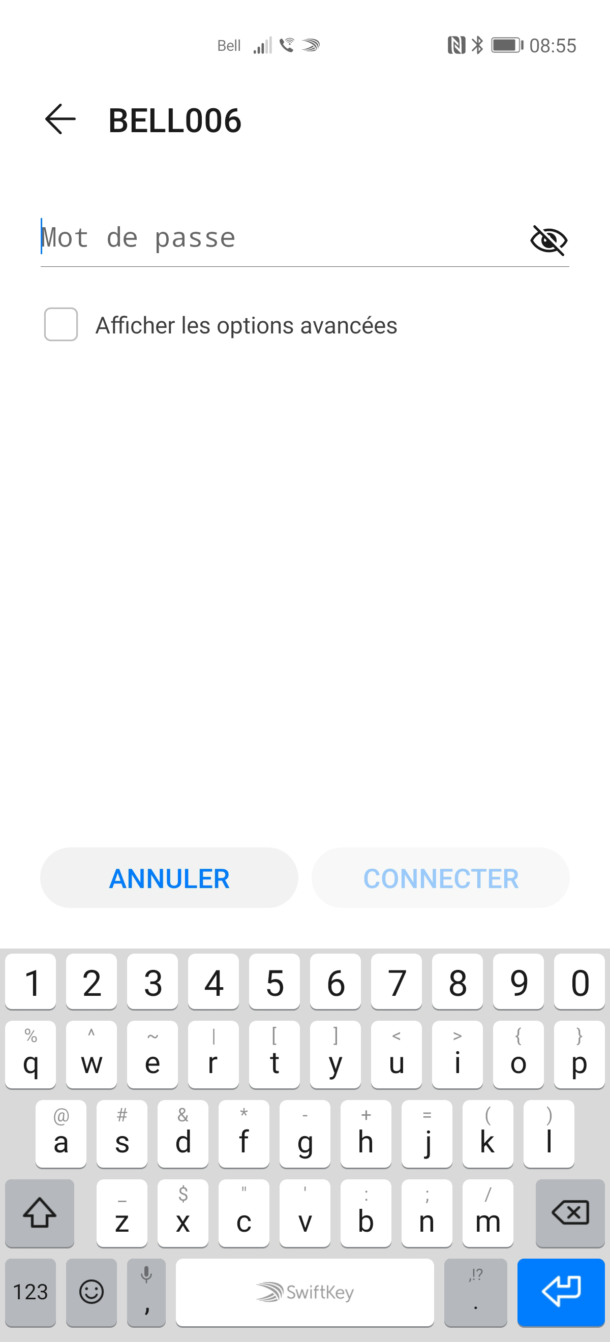 Entrez le mot de passe du réseau.