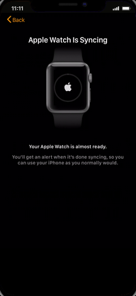 Wait while your Apple Watch is syncing.