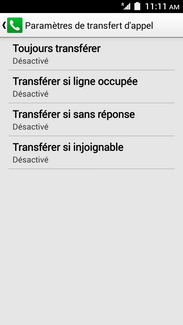 Sélectionnez une option de transfert (p. ex., Transférer si sans réponse).