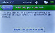 Trouvez le NIP WPS sur votre appareil à connecter, puis touchez Entrer le code NIP WPS.