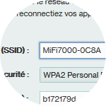 Dans le champ Nom du Wi-Fi (SSID), le nom actuel sʼaffiche.
