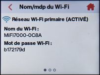 Le nom et le mot de passe Wi-Fi sont affichés.
