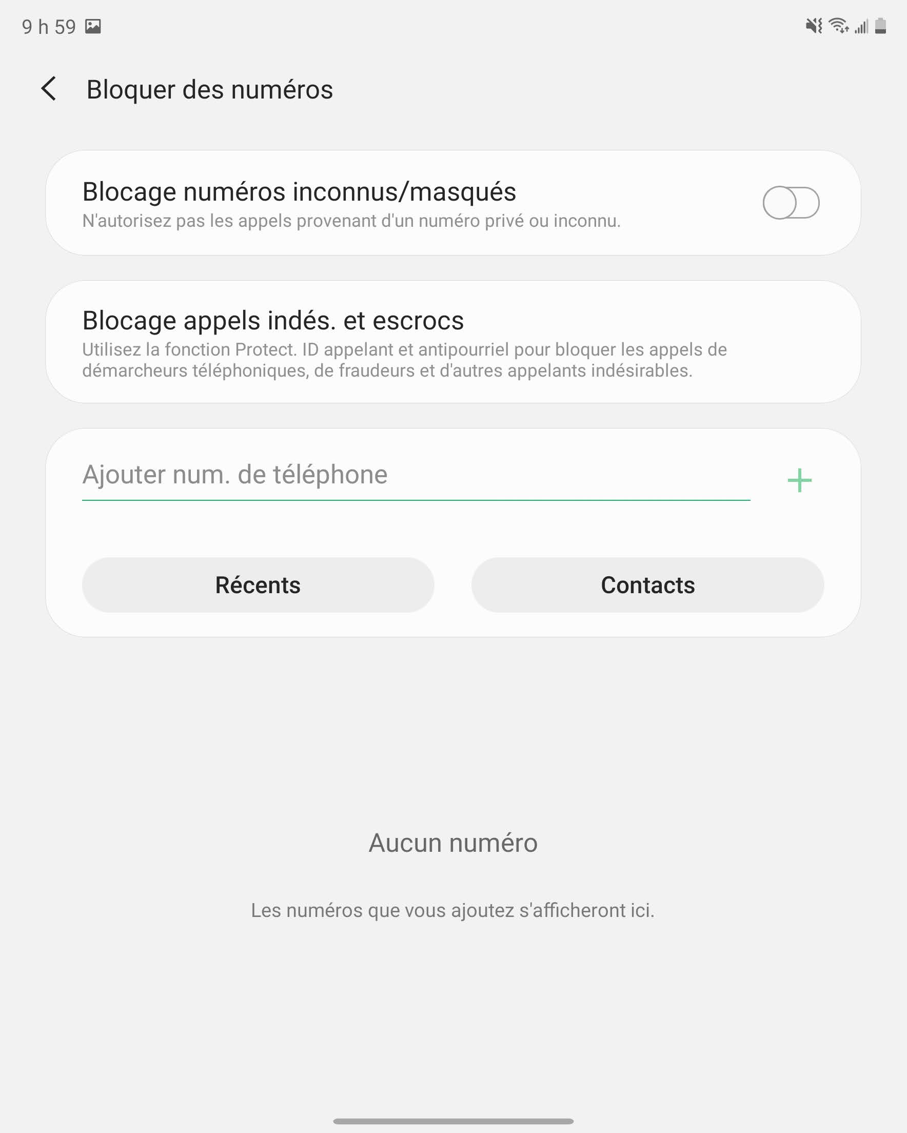 Pour ajouter un numéro de téléphone à la liste de blocage : entrez le numéro de téléphone.