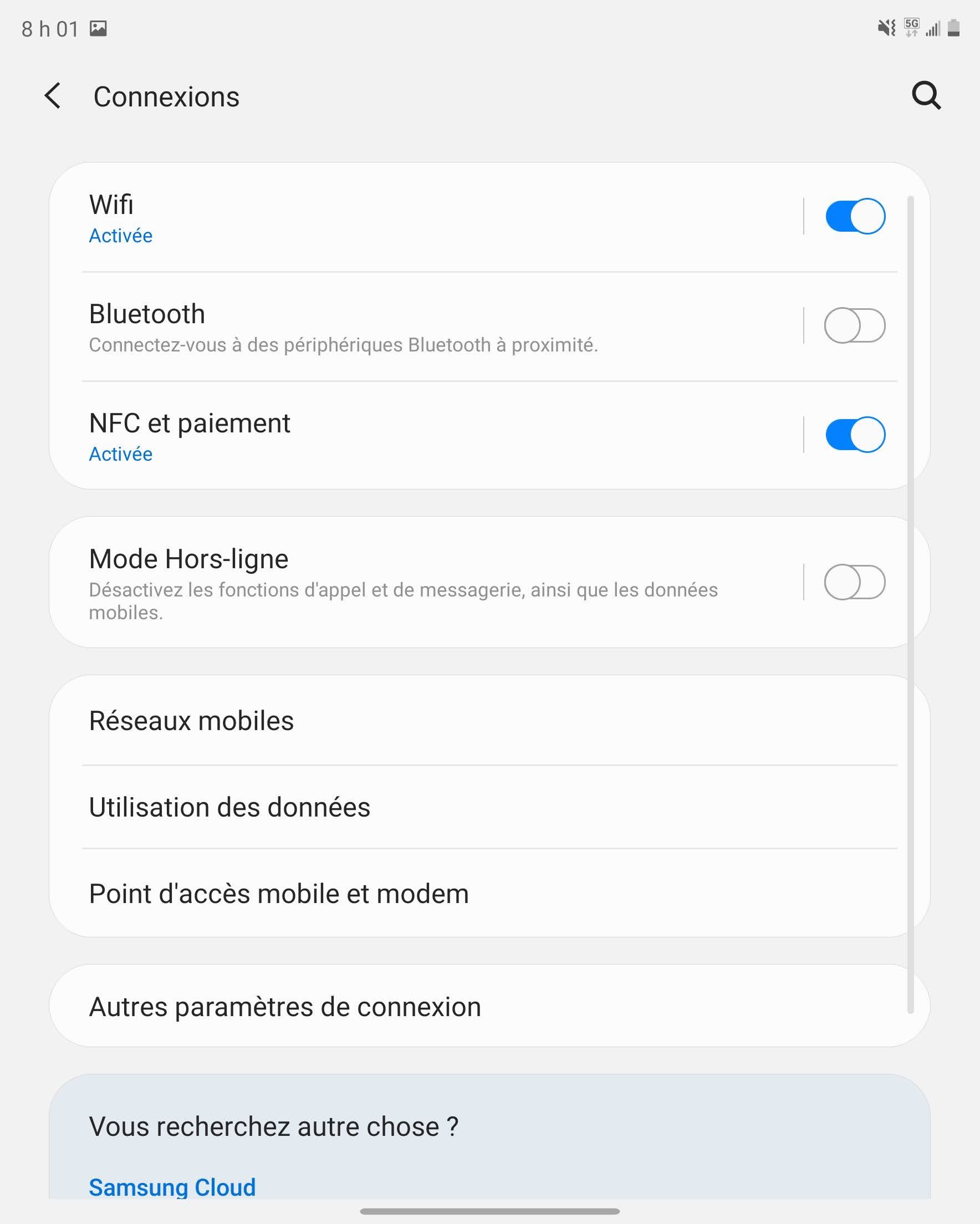 Touchez Réseaux mobiles.