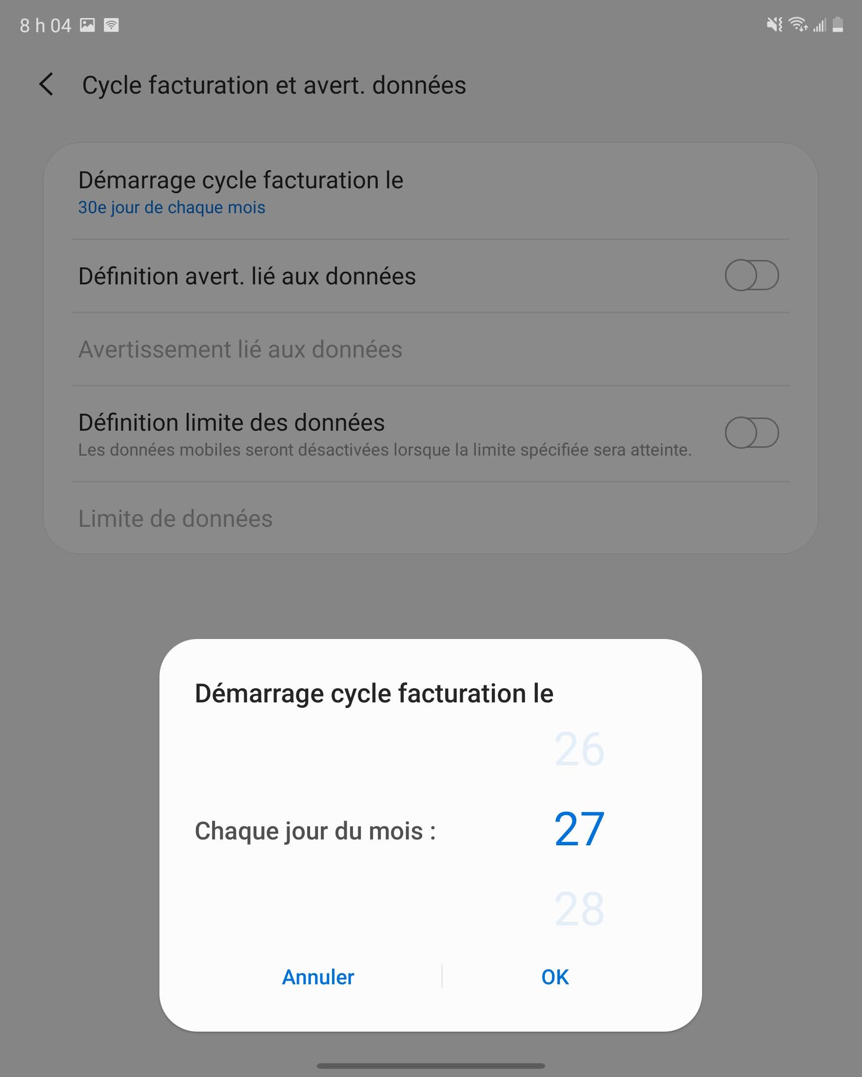 Faites défiler jusqu’à la date désirée.