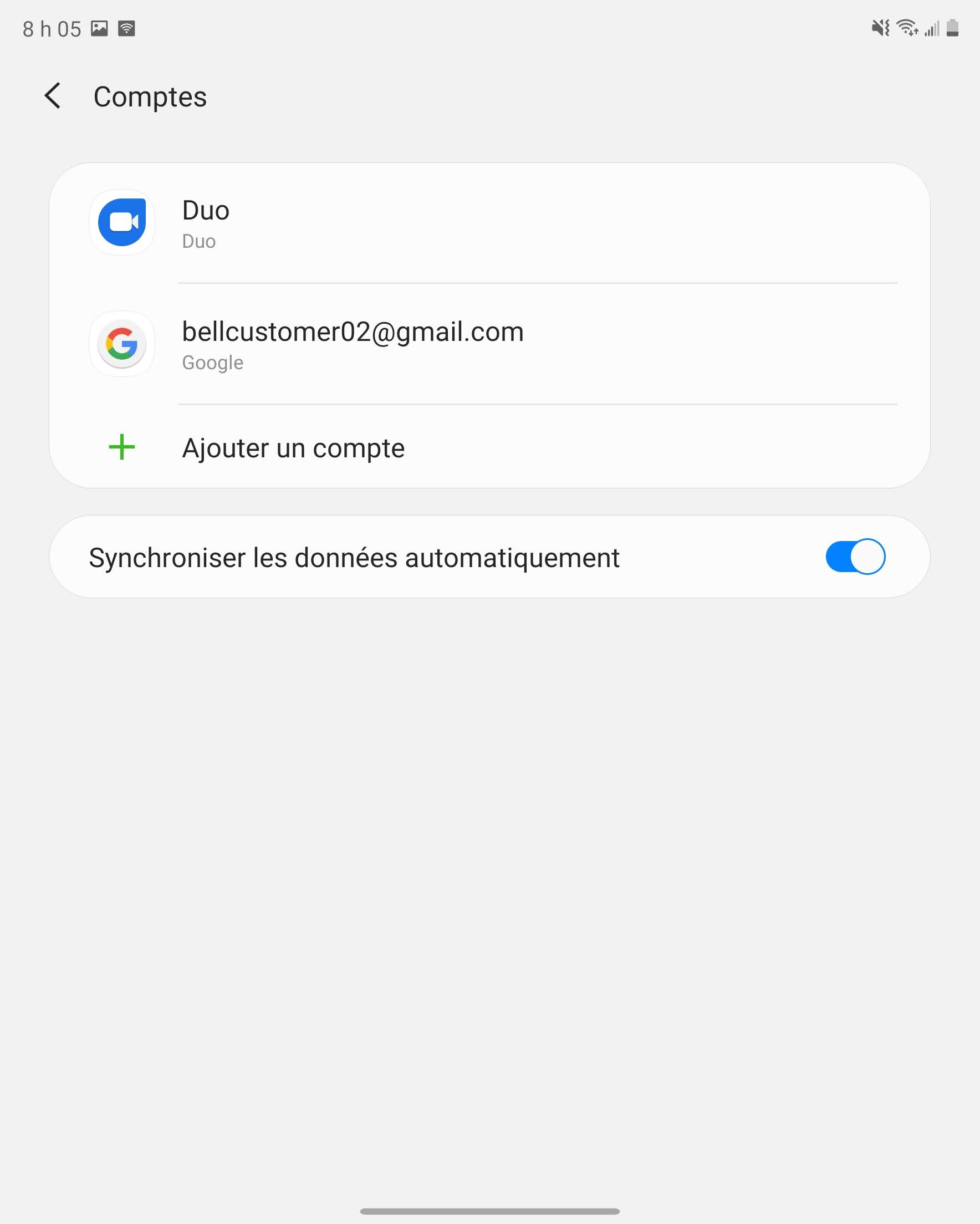 Touchez Ajouter un compte.