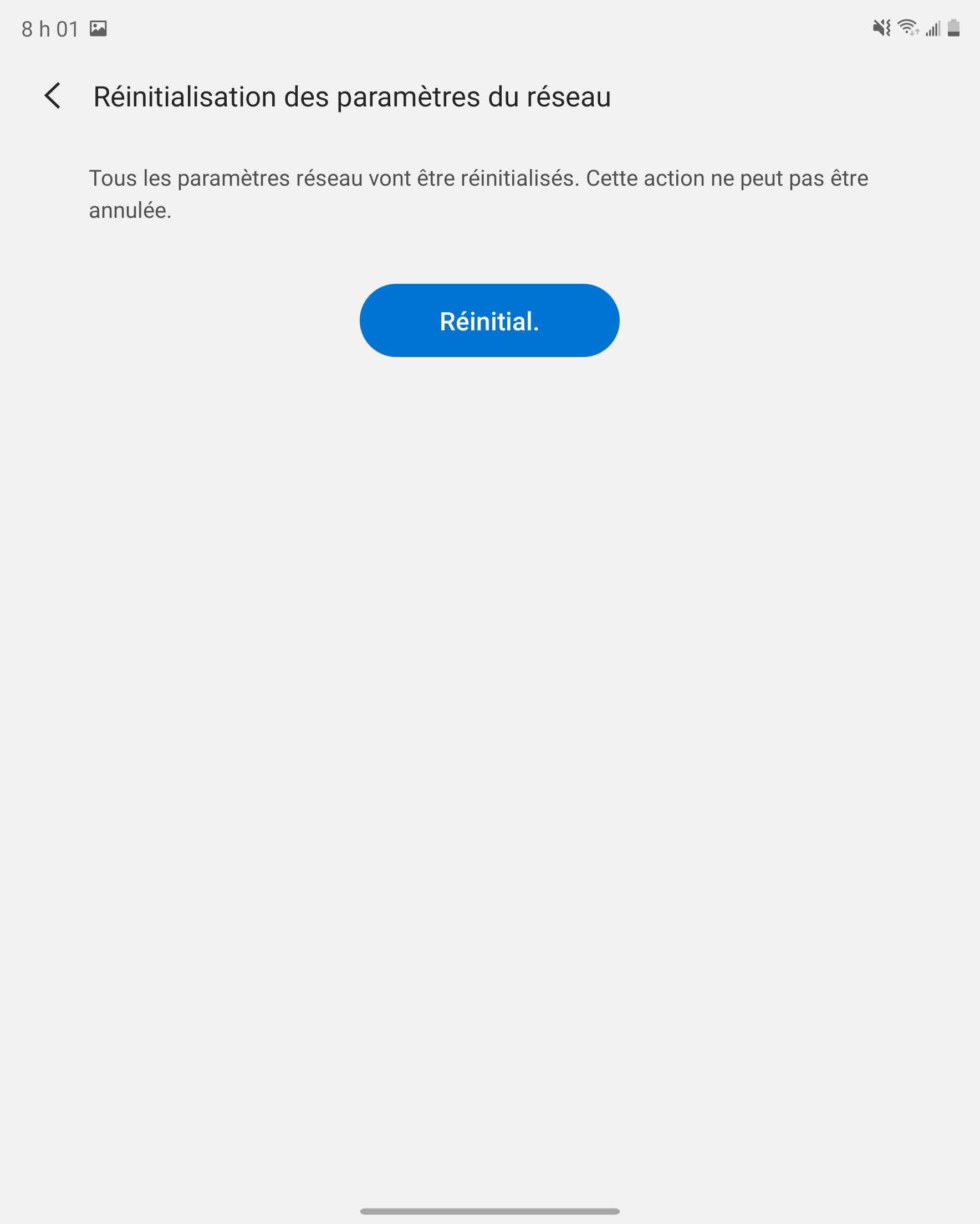 Touchez RÉINITIALISATION DES PARAMÈTRES.