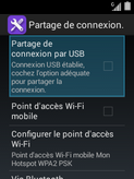 Sélectionnez Partage de connexion par USB.