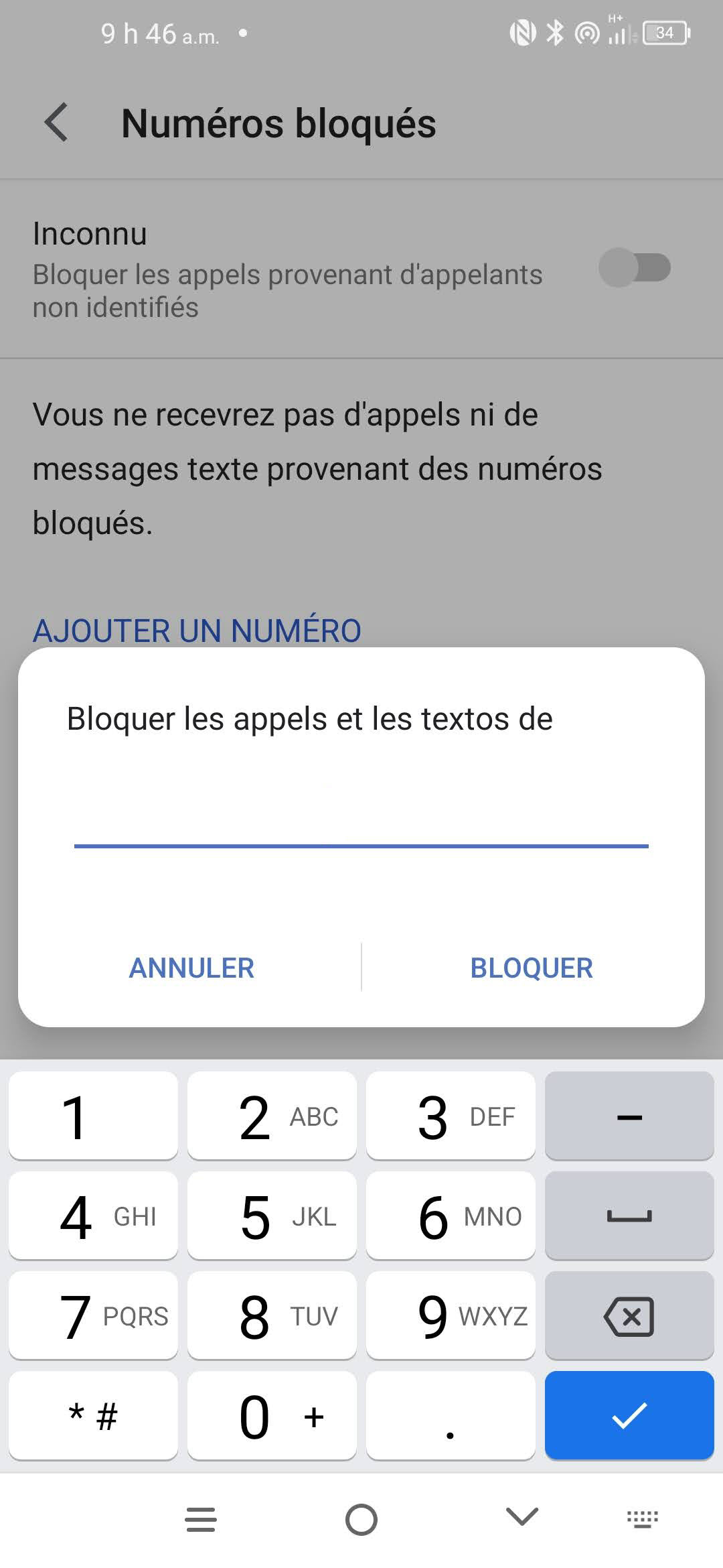 Entrez le numéro de téléphone désiré.