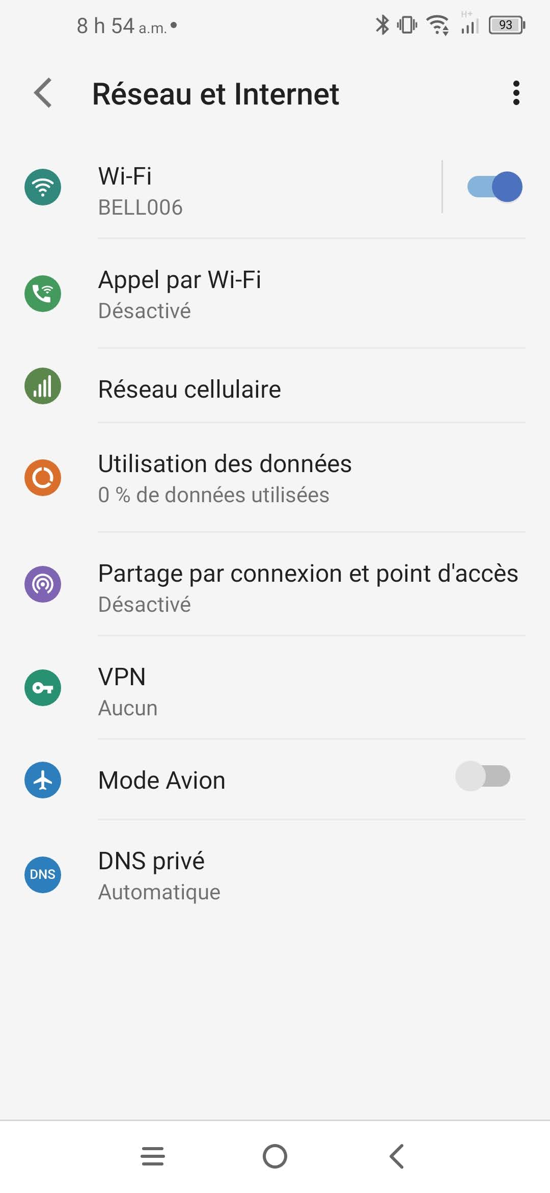 Touchez Réseau cellulaire.